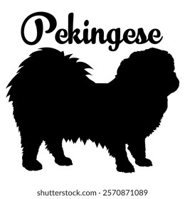 Pekingese dog silhouette, dog breeds, logo, vector, silhouette,  animal, illustration, icon, sign, design, black, symbol, pet, love
