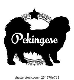 Pekingese perro silueta, perro, razas de perro, Vector, silueta, diseño de logotipo, animal, ilustración, icono, signo, negro, mascota