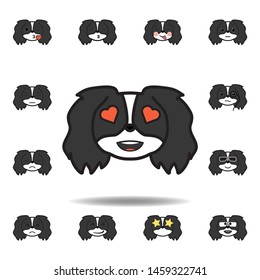 pekingese emoji heart eyes multicolored icon. Set of pekingese emoji illustration icons. Signs, symbols can be used for web, logo, mobile app, UI, UX