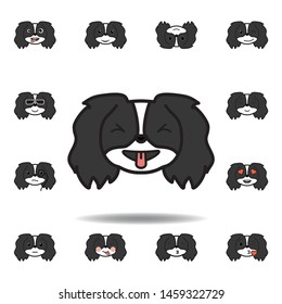 pekingese emoji stuck out tongue closed eyes multicolored icon. Set of pekingese emoji illustration icons. Signs, symbols can be used for web, logo, mobile app, UI, UX