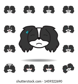 pekingese emoji sweat multicolored icon. Set of pekingese emoji illustration icons. Signs, symbols can be used for web, logo, mobile app, UI, UX