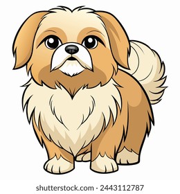 Pekingese vector illustration isolated on white background in cartoon style