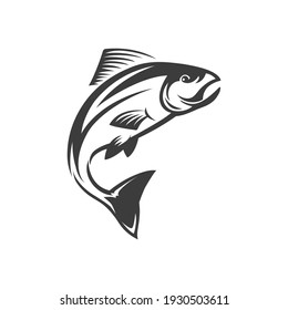 Pelagic fish, short indian mackerel, fishing sport trophy saltwater tuna isolated monochrome icon. Vector mackerel atlantic chub. Wahoo scombrid fish, underwater animal fishery trophy mascot