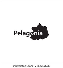 Pelagonia map and black lettering design on white background