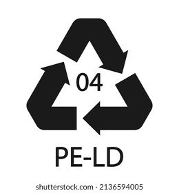 PE-LD 04 recycling code symbol. Plastic recycling vector low density polyethylene sign.