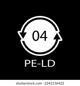 PE-LD 04 Recyclingcode-Symbol. Plastikrecyclingvektor Low-Density-Polyethylen-Schild.