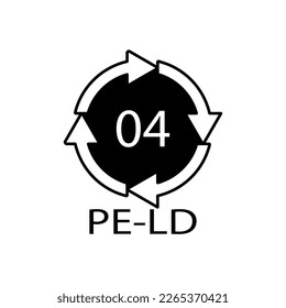 PE-LD 04 recycling code symbol. Plastic recycling vector low density polyethylene sign.
