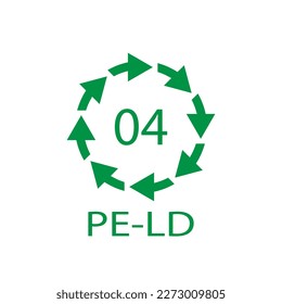 PE-LD 04 Recyclingcode-Symbol. Plastikrecyclingvektor Low-Density-Polyethylen-Schild.