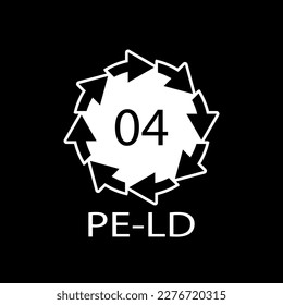 PE-LD 04 recycling code symbol. Plastic recycling vector low density polyethylene sign.