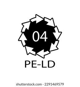 PE-LD 04 recycling code symbol. Plastic recycling vector low density polyethylene sign.