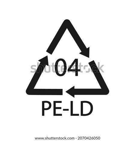 PE-LD 04 recycling code symbol. Plastic recycling vector low density polyethylene sign.