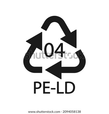 PE-LD 04 recycling code symbol. Plastic recycling vector low density polyethylene sign.