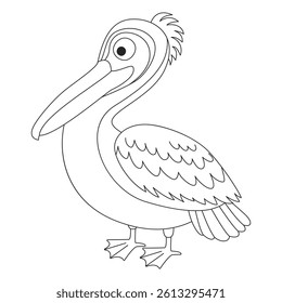 Pelecanus occidentalis. Pelican. Linear vector illustration. Isolated.