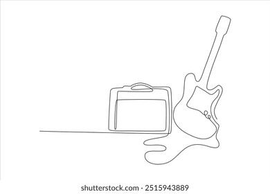 Pelectric guitar continuous line vector illustration