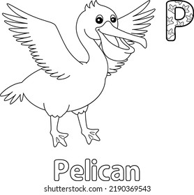 Pelican Alphabet ABC Coloring Page P