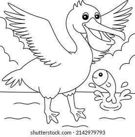 Pelican Animal Coloring Page for Kids