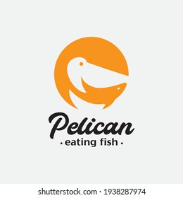 pelican animal eating fish logo design for all company