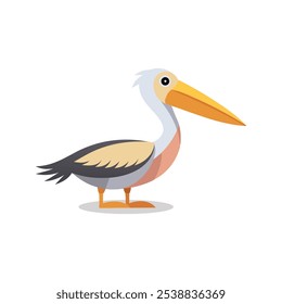 Pelican animal isolated flat vector illustration on white background