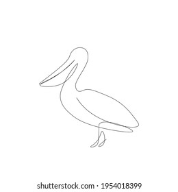 Pelican animal line drawing vector illustration