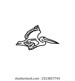 Pelican bird black line icon. Pictogram for web page, mobile app, promo.