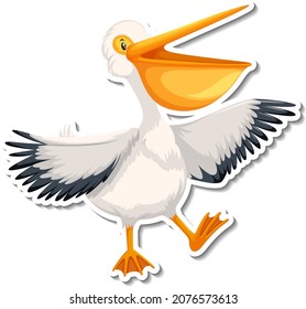 Pelican bird cartoon sticker illustration