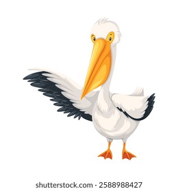 Pelican bird cartoon vector Illustration isolated on a white background