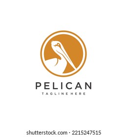 Pelican bird circle minimlaist logo design vector illustration	