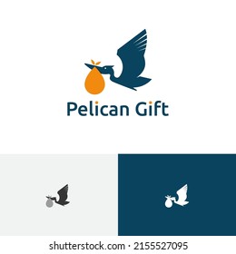 Pelican Bird Fly Bring Gift Present Shipping Delivery Logo