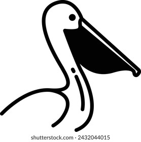 Pelican bird glyph and line vector illustration