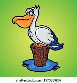 Pelican bird in harbor vector illustration