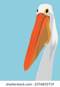 Pelican Bird Head Portrait Animal Vector Illustration Image
