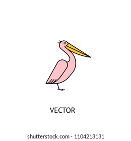 Pelican bird icon. Vector logo isolated on white