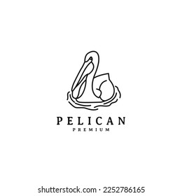 pelican bird line art style vintage logo design