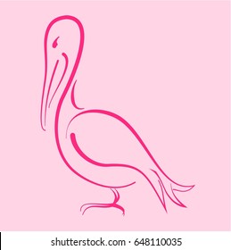 Pelican bird line art vector illustration