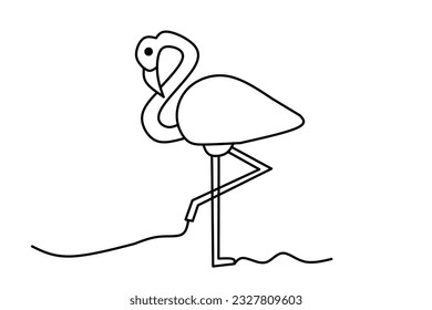 Pelican bird line drawing isolated on white background. vector illustration.