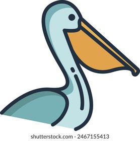 Pelican bird linear color vector illustration