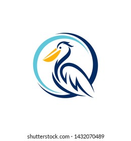 Pelican Bird Logo Abstract Design Vector Template