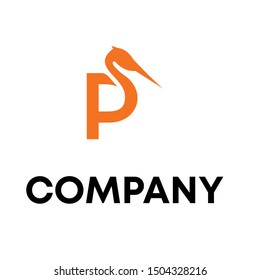 Pelican bird Logo abstract design vector sign