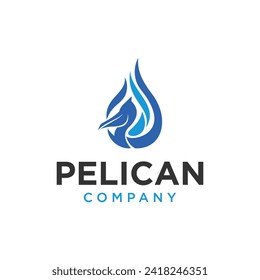 Pelican Bird Logo. Pelican Abstract Design with Gas Flame Shape for Natural Gas Export Deepwater Ports Company Logo Design.