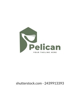 pelican bird logo art design vector template