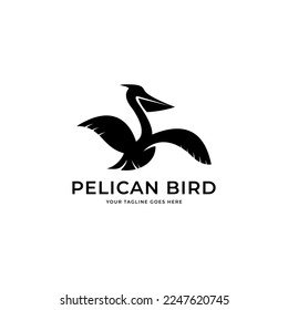 Pelican bird logo design, line art pelican bird vector logo.