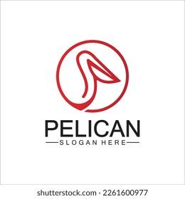 Diseño del logotipo de ave pelicana, diseño del logotipo de ave pelícano de línea, plantilla de ilustración vectorial