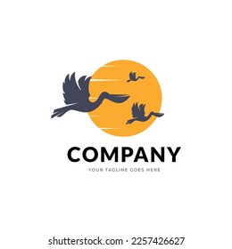 Pelican Bird Logo Design Template Inspiration - Vector