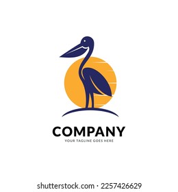 Pelican Bird Logo Design Template Inspiration - Vector
