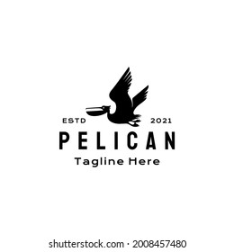 Pelican bird logo design vector illustration template