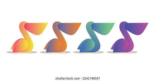 Plantilla de símbolo del icono del vector con logotipo de pájaro pelicano. Ilustración del vector con el logotipo de aves pelícticas