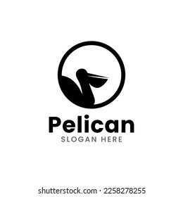 Pelican bird logo design, pelican bird vector logo line art.