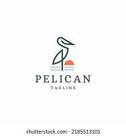 Pelican bird logo icon design template flat vector