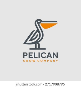 Logotipo del pájaro del pelícano con la letra inicial G Diseño Plantilla Inspiración Vector de archivo
