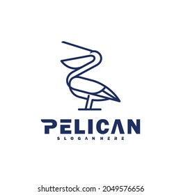 Pelican bird logo line vector illustration design template. Creative design